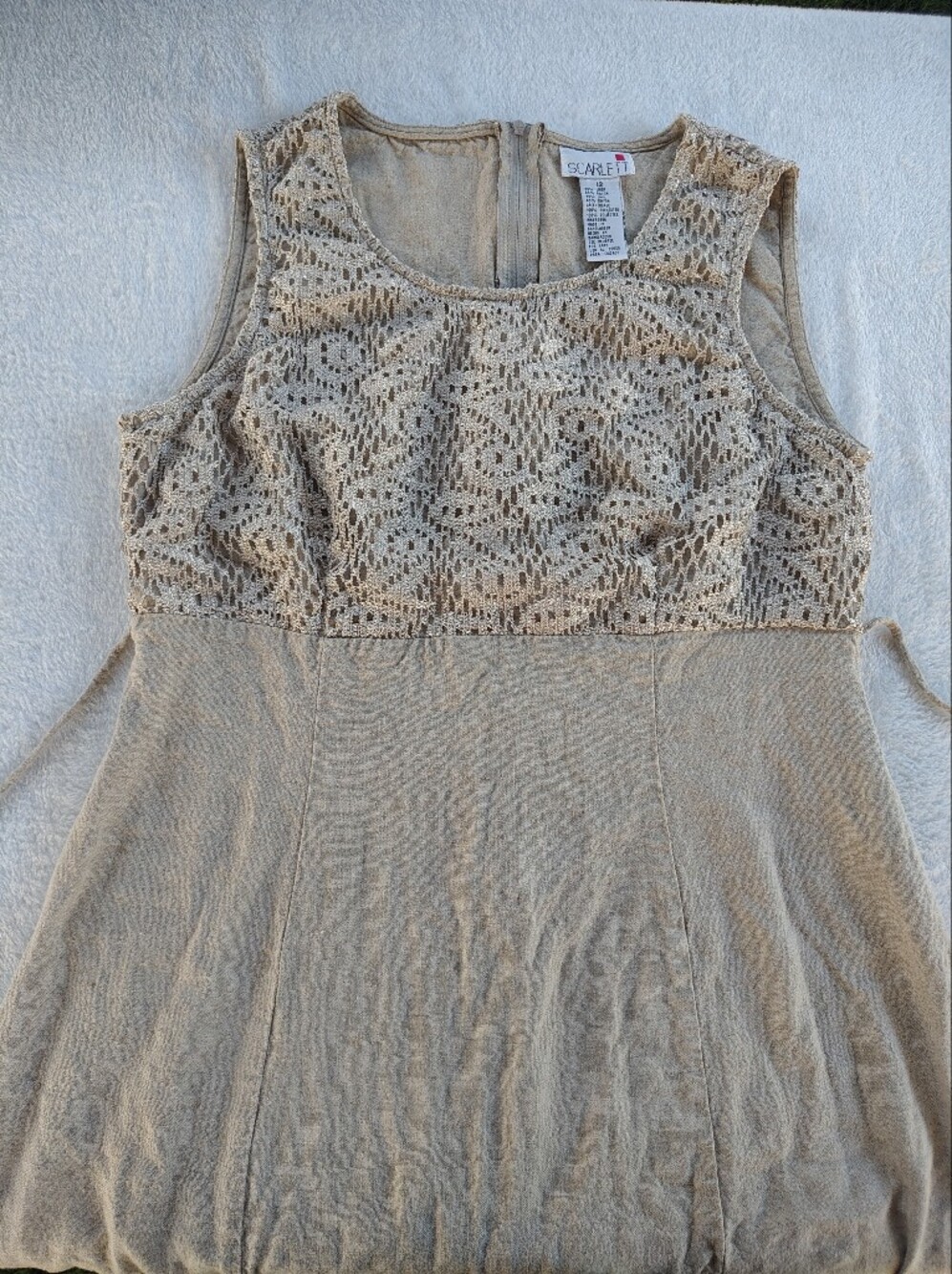 Scarlett Beige Crochet Bodice A-Line Dress